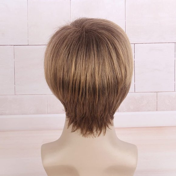 Cosplay Wig for Men Short Layered Natural Hair (Ombre Brown) Wig For Men New - Picture 2 of 6